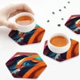 thumbnail image 7 of Disketp Abstract Fabric Color Waves Funny Coasters,6 Pcs Leather Coasters with Holder, Perfect Housewarming Hostess Gifts,Protect Furniture from Water Marks Scratch and Damage,Hexagon, 7 of 7
