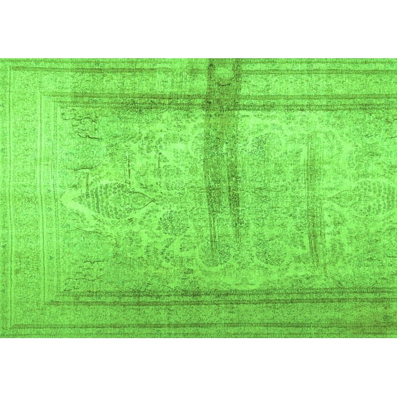 Ahgly Company Indoor Rectangle Abstract Green Contemporary Area Rugs, 6' x 9'