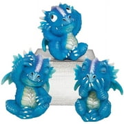 Design Toscano See, Hear, Speak No Evil Blue Meanie Baby Dragon Statues
