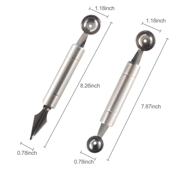 Cuillère à Boule Melon Fruits Double Extrémité 18cm Inox - Parfaite Pour Glace Et Pastèque
