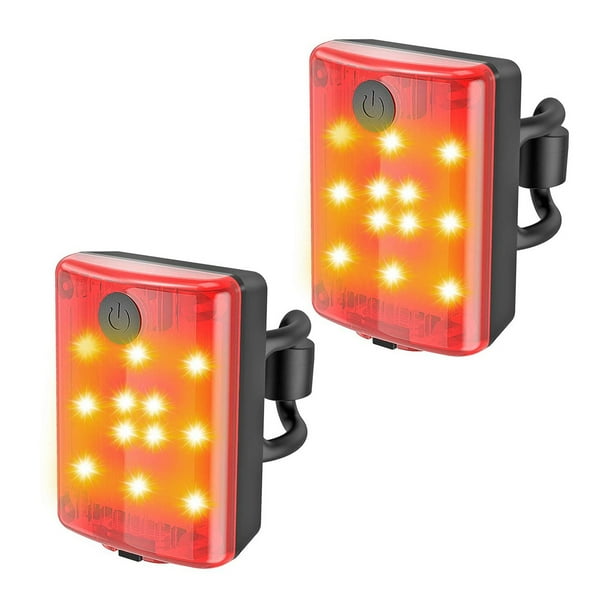 Paquete de 2 luces traseras para bicicleta, ultrabrillantes, recargables por USB, con 4 modos de luz, para casco de bicicleta y luces LED de advertencia de seguridad para montaña.