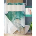 thumbnail image 2 of No Hook Shower Curtain with Snap in Liner, Abstract Summer Green Ocean Beach Blue Wave Hotel Shower Curtains for Bathroom, Washable Shower Curtain Liner Set with Mesh Top Window, 72"x96", 2 of 6