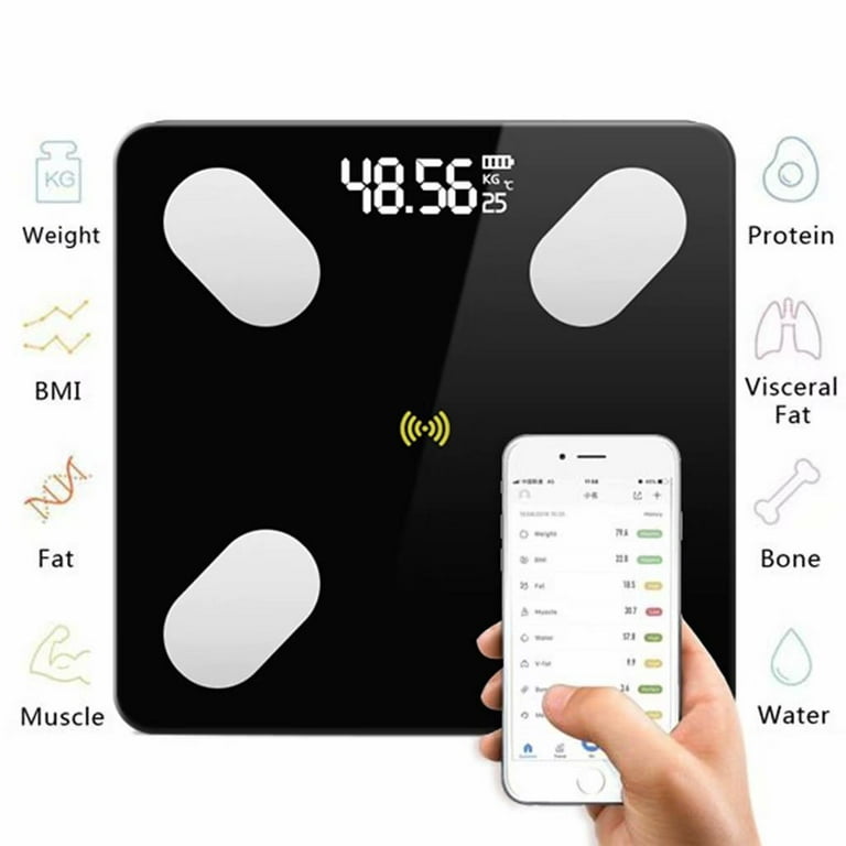 Bluetooth Smart Bathroom Scales for Body Weight Digital Scale Body Fat BMI  Scale,Auto Body Composition Analyzer with Smartphone APP,Best Fitness Weight  Loss Scale Health Monitor-Black 