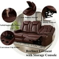 thumbnail image 4 of Matte Leather Power Recliner Sofa Set with LED, Living Room Furniture Set,Sanded Leather Sofa Set with USB Port/Storage Console/Cup Holder for Living Room Home Office (Blueish Grey), 4 of 5