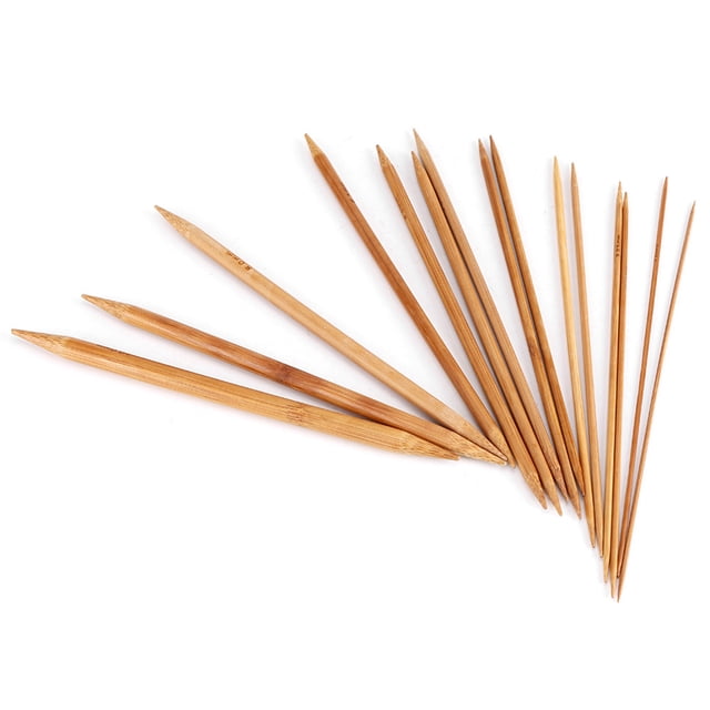 Bamboo Knitting Needles Set, 15 Sizes Knitting Needles with Double Pointed for Sweaters Scarves Knitting