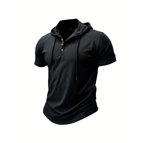 Men's T Shirt Summer Slim Fitness Hooded Short-Sleeved Tees Male Lightweight Hoodie Fitness Breathable Sports Tops