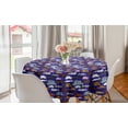 thumbnail image 1 of Animals Round Tablecloth, Sleeping Seal Deer Donkey Camel Zebra Bear Kangaroo Walrus Elephant, Circle Table Cloth Cover for Dining Room Kitchen Decor, 60", Indigo Multicolor, by Ambesonne, 1 of 1