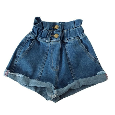 Valcatch 1-5T Toddler Girls Denim Shortie Shorts Summer--High Elastic Waisted, Short Jeans, Wide Leg