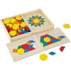 Melissa & Doug Pattern Blocks and Boards - Classic Toy With 120 Solid Wood Shapes and 5 Double-Sided Panels