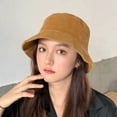 thumbnail image 2 of Simple Japanese Solid Color Outdoor Unisex Soft Corduroy Bucket Hat Autumn Winter Sun Hats Women Hat GREY, 2 of 8
