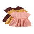thumbnail image 4 of Bébé Filles Couleur Unie Bouton Manches Courtes Mini Robe 6M-3Y, 4 of 6