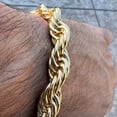 thumbnail image 6 of Men's 14k Gold Plated Twisted Rope Chain Bracelet Hip Hop Jewelry 9"inch  x 10MM Thick, 6 of 6