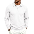 thumbnail image 6 of IAJDKMEK Men's Long Sleeve Polo Shirts - Heavyweight Solid Button Down Casual Golf Tops, Relaxed Loose Fit for Work and Leisure,White 3XL, 6 of 8