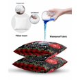 thumbnail image 6 of Waterproof Outdoor Throw Pillows with Inserts 16"x16", Red Christmas Balls Soft Decorative Pillowcases for Couch Bedroom, Winter Snowflakes Xmax Berry Plaid Pillow Covers for Sofa Living Room, 6 of 8
