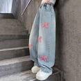 thumbnail image 7 of Otqutp Baggy Bow Jeans For Girls Wide Leg High Rise Denim Pants With Pockets Fashion Y2k Clothes Cute Casual Outfits KIds Bottoms, 7 of 7