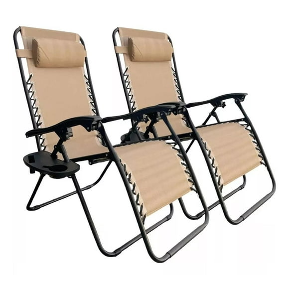 2 Silla Camastro Plegable Gravedad 0 Reclinable Exteriores cafe