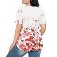 thumbnail image 5 of ALLLIST Womens Workout Tops Short Sleeve Crew Neck Red Floral Pleated Printed Loose Blouses Tees for Women, 5 of 5