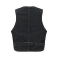 thumbnail image 5 of Hwmodou Women's Denim Vest Womens Casual Sex Drop Shoulder Ripped Crop Sleeveless V Neck Denim Jacket With Pockets Light Wash Denim Vest, 5 of 9