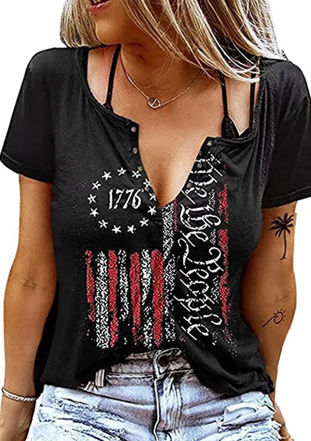 We The People 1776 T Shirt American Flag Patriotic Tee Tops for Women ...