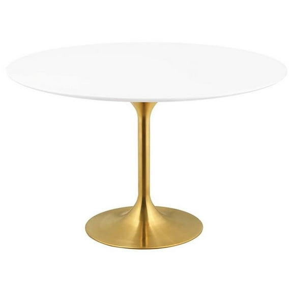 Hawthorne Collections 54"" Round Pedestal Dining Table in Gold and White