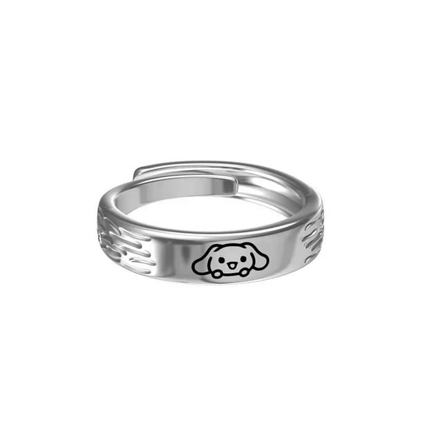 Anillos Kawaii Sanrio Cinnamoroll, accesorios ajustables de Anime de dibujos animados, joyería para mujeres y niñas, regalo de cumpleaños, moda