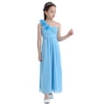 thumbnail image 2 of Alvivi Kids Girls A-Line Chiffon One Shoulder Flower Girl Dress Junior Bridesmaid Wedding Party Pageant Prom Dresses Sky Blue 12, 2 of 7