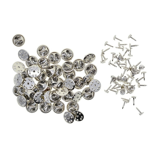 Sujetadores de solapa Sunnimix 50 Sets Badge Hat Pin Metálica Solapa Broches Mariposa Plateados