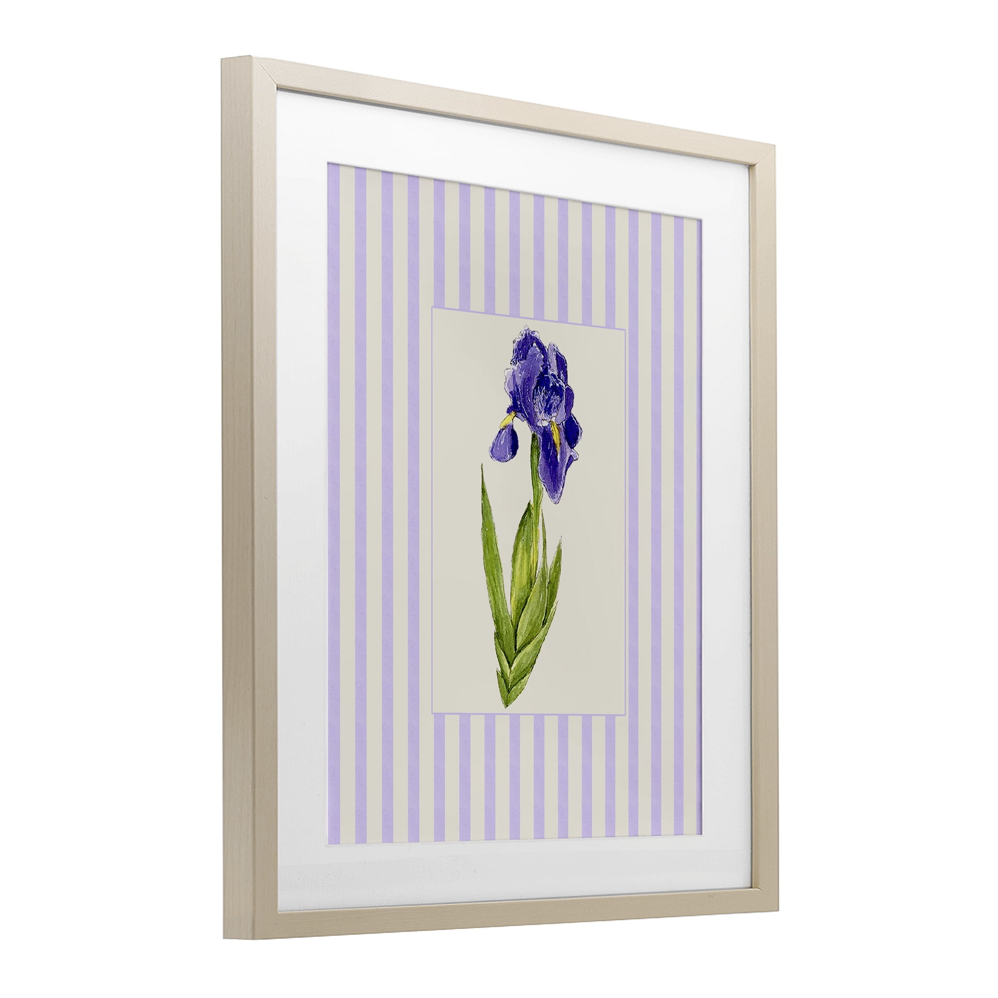 Purple Stripe Iris Birch Framed Print Under Glass, design by Lisa Wehmeyer