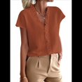 thumbnail image 2 of Camisetas Sin Mangas de Verano Informales con Cuello en V y Volantes para Mujer Rojo S, 2 of 8