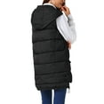 thumbnail image 3 of INSPIRE CHIC Women's Long Puffer Vest Winter Hooded Sleeveless Down Jackets with Pockets M Black, 3 of 6