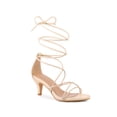 thumbnail image 1 of BLISSFUL STEP Sandales à Talon Bas Lacées pour Femmes Beige (Taille 10), 1 of 4