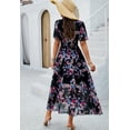 thumbnail image 4 of Women's Floral Maxi Dress Flowy V Neck Empire Waist Summer Wedding Guest Party Casual Chiffon Dress, 4 of 6