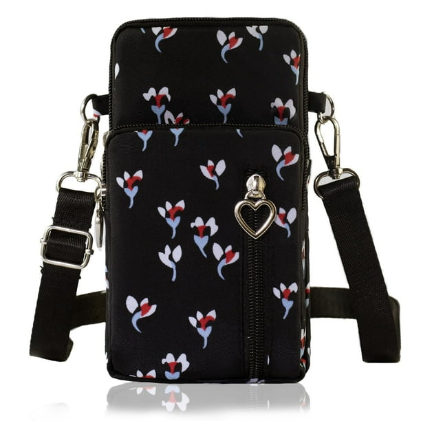 JANKS Bolso bandolera pequeño para mujer - Mini monederos para teléfono con correa cruzada y billetera - Bolso de nailon para brazo