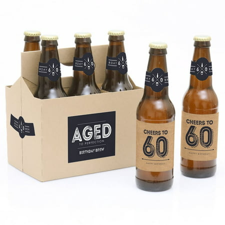 60th Milestone Birthday Party Decorations for Women and Men - 6 Beer Bottle Label Stickers and 1 (Best Beer Bottle Labels)