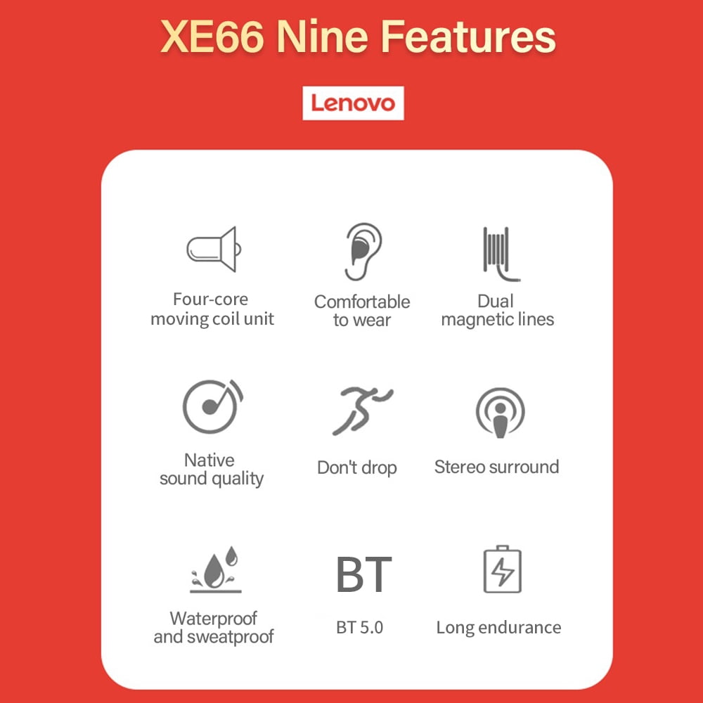 Lenovo XE66 Bluetooth 5.0 Wireless In-Ear Earphones | Geardio