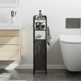 thumbnail image 6 of VECELO Small Bathroom Storage Cabinet, Corner Floor Cabinet with Toilet Paper Holder and Shelves, Black, 6 of 10