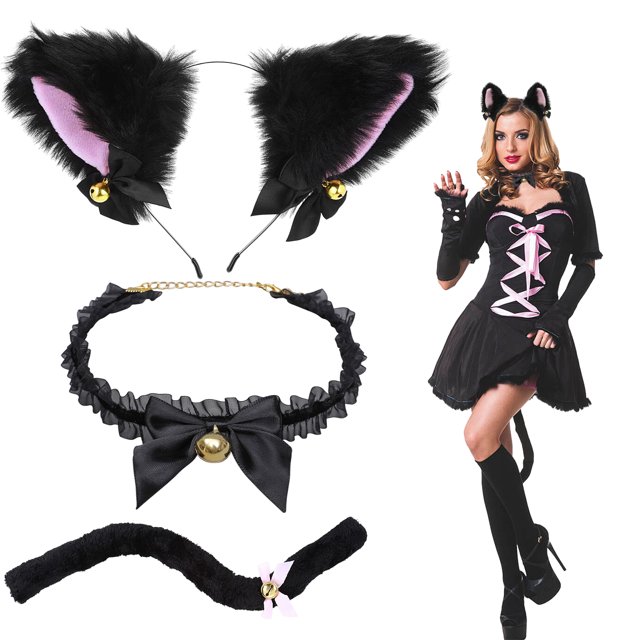 Sonducket Disfraz de Cosplay de dibujos animados de 50cm, bonito lazo de Animal, cola de felpa, accesorios de fotografía para fiesta de Disfraces de disfraces blanco