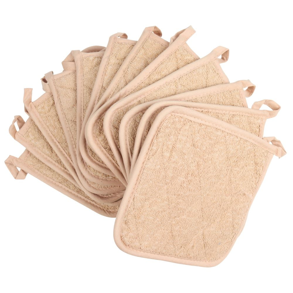 Arkwright Kitchen Terry Looped Pot Holders - Tan - 100% Cotton - 7 x7 - Pack  of 12 - Walmart.com