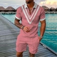 thumbnail image 5 of Yindaity Men’s short sets outfits 2 piece Summer Tracksuit Short Sleeve Polo men's shirt and short sets summer outfits for men Pink,2XL, 5 of 5