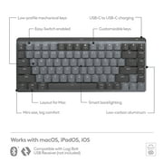 Logitech MX Mechanical Mini for Mac Wireless Illuminated Keyboard, Low-Profile Performance Switches, Tactile Quiet Keys, Backlit, Space Gray