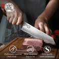 thumbnail image 5 of MITSUMOTO SAKARI 8 inch Japanese Kiritsuke Knife - Hand Forged 440C Damascus Steel, 5 of 9