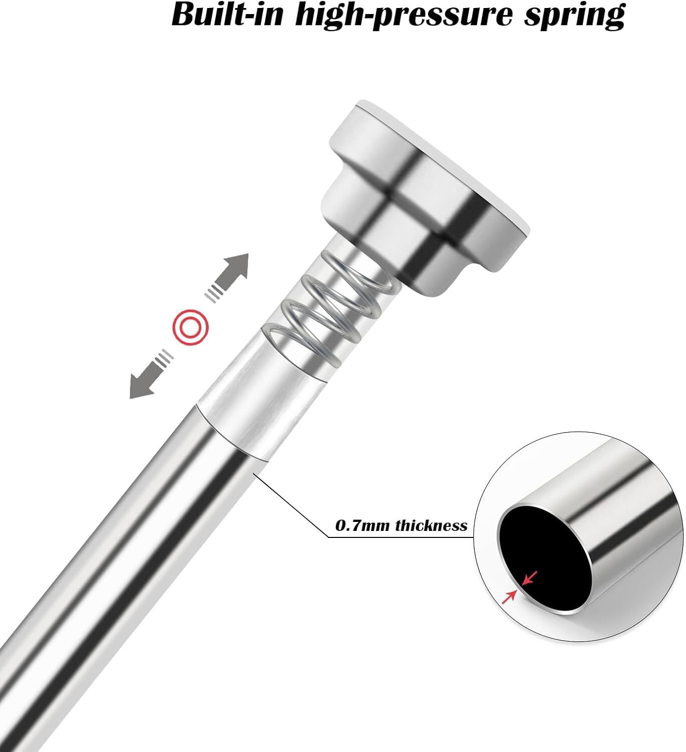 Prebene 32 to 84" Adjustable Shower Curtain Rod,Stainless Steel