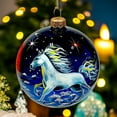 thumbnail image 5 of STP Goods White Horse Glass Christmas Ball Ornament with Panoramic Design 3.9" (10 cm) Hand-Painted Christmas Tree Ornament Collectible Christmas Tree Hanging Decoration, Symbol of 2026, Blue Red, 5 of 7