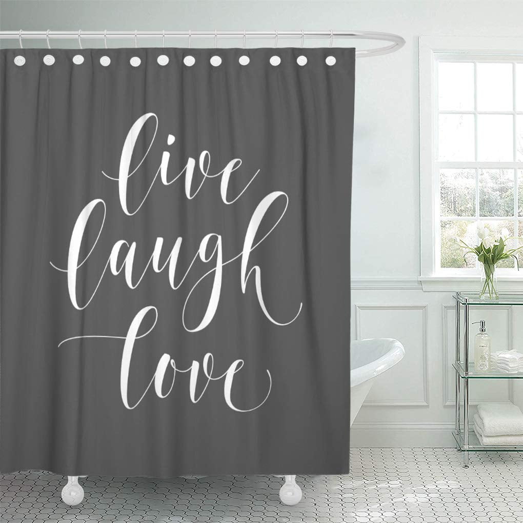 SUTTOM Her Gray Live Laugh Love Grey Shower Curtain 60x72 inch