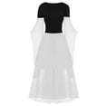 thumbnail image 3 of Women Casual Plus Size Cold Shoulder Dress Solid Color Lace Butterfly Sleeve Halloween Gothic Dress, 3 of 4
