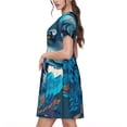 thumbnail image 2 of Disketp Blue Iceberg Leaf Wolf para Vestido de Manga Corta para Mujeres, Vestidos de Verano para Mujeres, Casual y Holgado para la Playa, 2 of 6