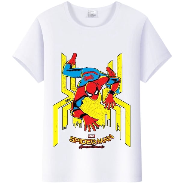 Camiseta con dibujos animados de Marvel para niños, ropa de amigos, Spiderman, blusas estéticas, camisetas blancas, camisetas manga corta Harajuku xuanjing unisex
