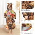thumbnail image 4 of joogoo Wearable Blanket Hoodie for Kids Highland Cow Flowers Rainbow Flannel Oversized Sweatshirt 3-14 Years S, 4 of 7