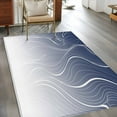 thumbnail image 3 of Blue Geometric Area Rug 3x5 Washable Rug Non Slip Modern White Stripe Abstract Distortion Art Large Area Rug Indoor Floor Carpet for Entryway Bedroom Kitchen Living Room Office Dining Room Nursery, 3 of 8