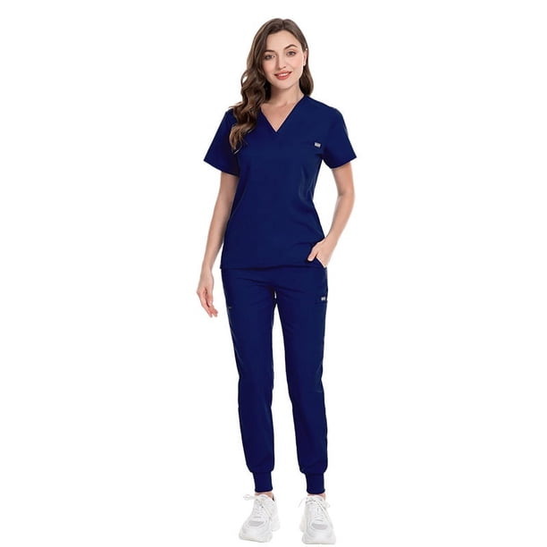 Conjunto de ropa de lavado de hospital, ropa de enfermera para quirófano de clínica oral, ropa de manga corta con cuello en V para cepillarse las manos
